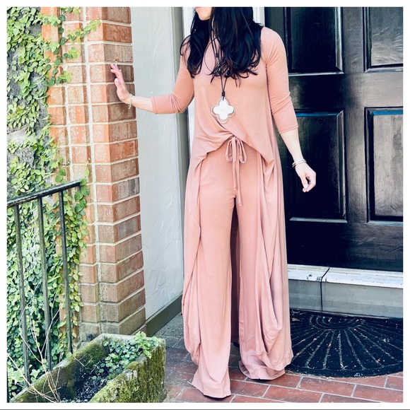 Side pockets wide leg drawstring waist pants - Picture 4 of 6